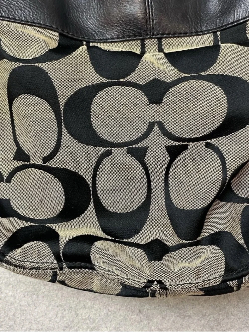 COACH F12657 Zoe Signature Jacquard Hobo Bag Canvas Grey/Black Leather